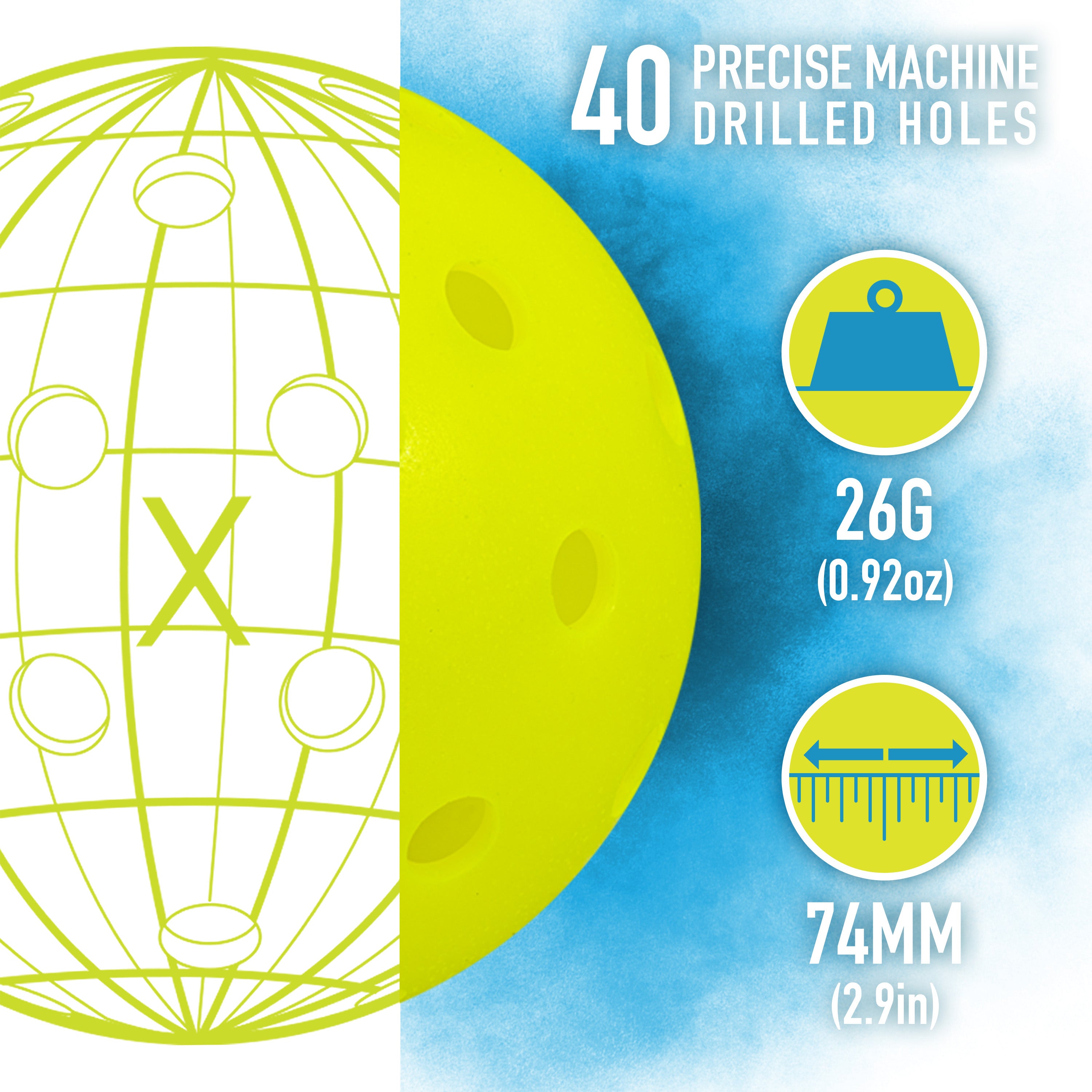 Franklin X-40 Outdoor Pickleballs - 6 Pack | USAPA Approved for Tournament Play | Durable & Weather-Resistant for Outdoor Courts | Perfect for Pickleball Tournaments, Backyard Games & Family Fun