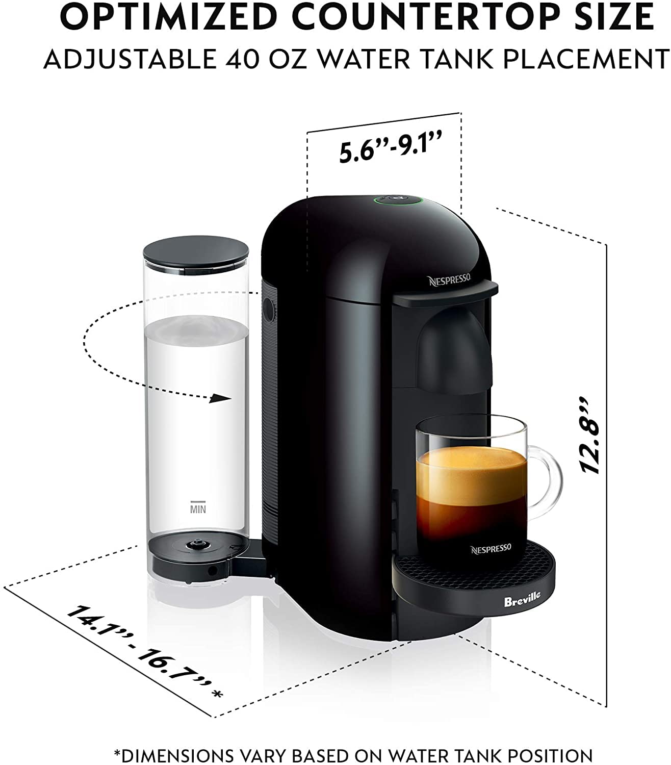 Nespresso Vertuo Plus Coffee and Espresso Machine by Breville - Ink Black with Aeroccino Milk Frother | Perfect for Home, Office & Gifts | Brew Barista-Quality Coffee & Espresso Drinks