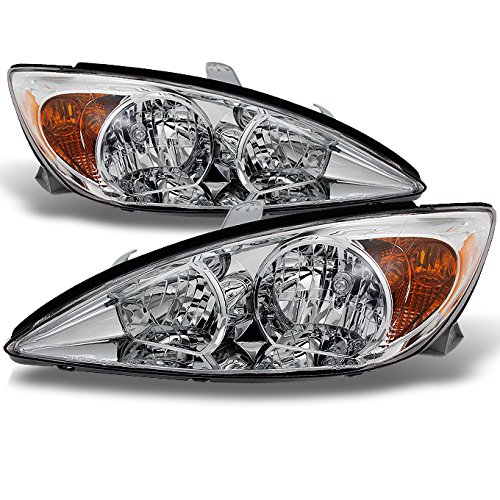 AKKON Chrome Clear Headlights Replacement for Toyota Camry LE SE XLE - Left & Right Pair Set | Durable LED Front Lamps for Night Driving & Foggy Conditions