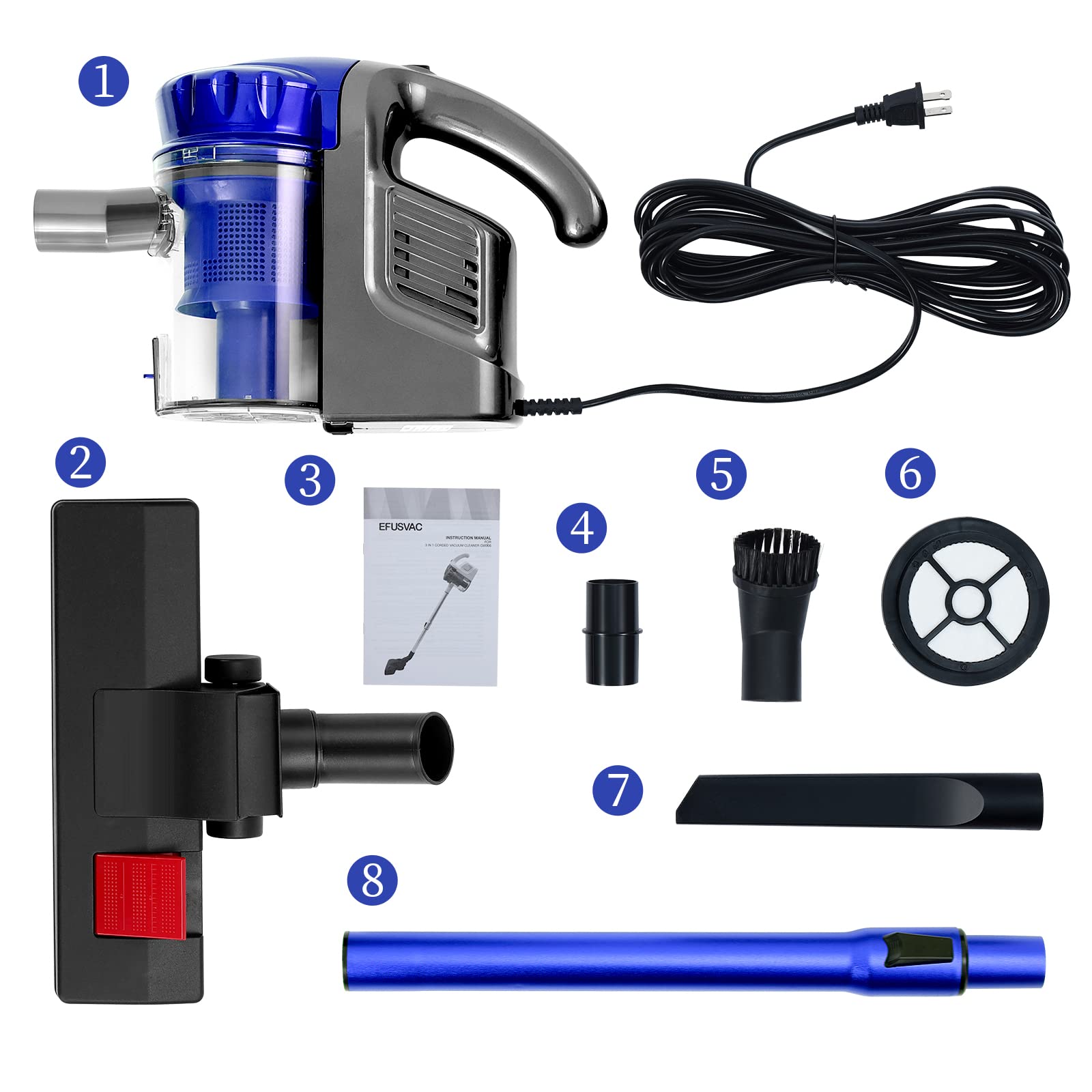 **17KPa Powerful Corded Vacuum Cleaner - 600W Motor, 4-in-1 Lightweight Handheld Stick Vacuum for Pet Hair, Hard Floors & Carpets - Ideal for Home, Car & Pet Owners**