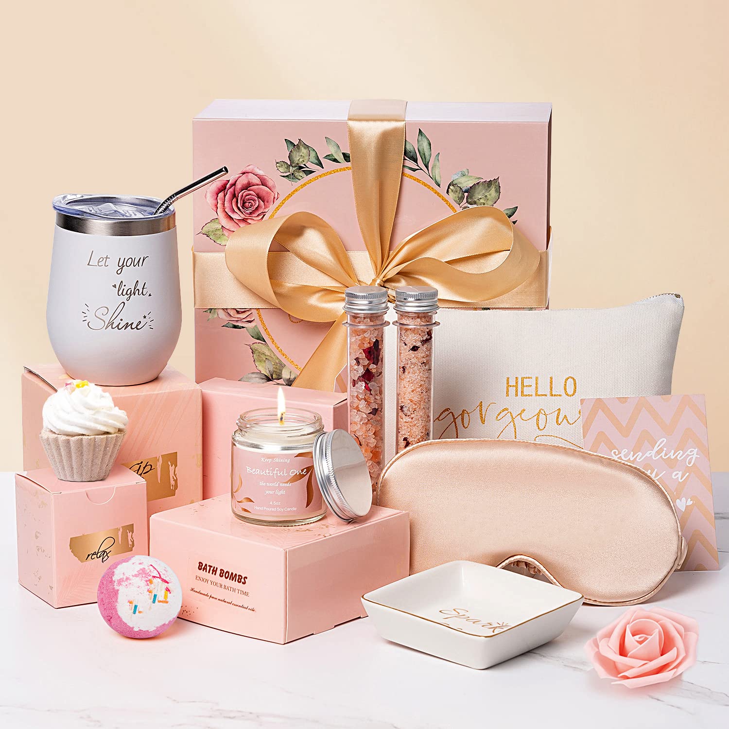 Unique Self-Care Gift Box for Women - Birthday Gifts for Mom, Best Friend, Sister, Girlfriend or Wife | Personalized Relaxation Package with Thinking of You Note | Perfect for Spa Day, Get Well Soon, Anniversary & Special Occasions