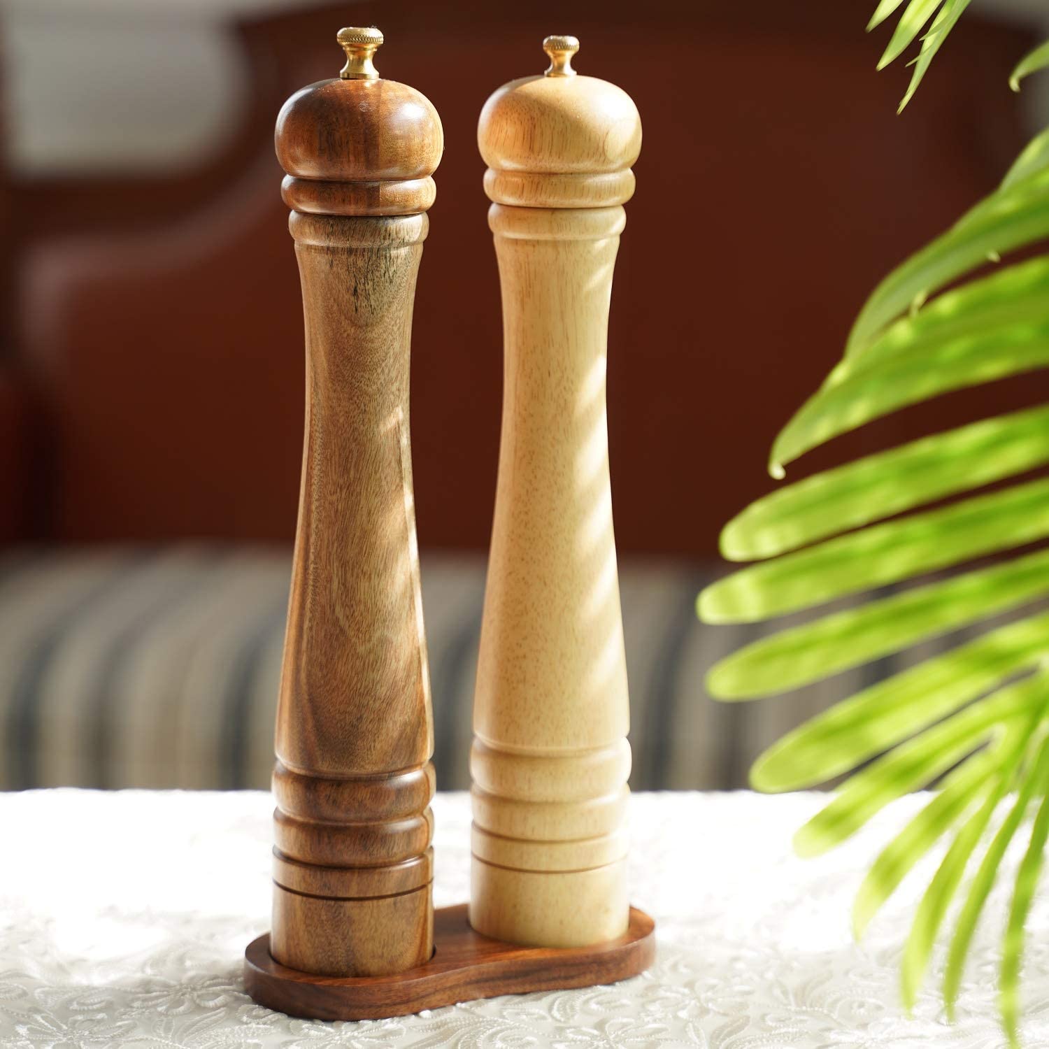 Premium Acacia Wood Salt and Pepper Mill Tray - 5.5cm Inner Diameter (2.17