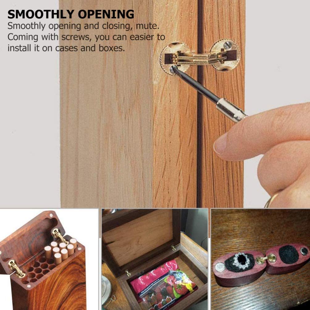 2PCS Solid Copper Concealed Hinges - Spring Loaded Hidden Door Hinges for Cabinet, Furniture & DIY Projects - Automatic Self-Closing Flap Hinges (Copper Finish) - Perfect for Kitchen Cabinets, Wardrobes & Storage Boxes
