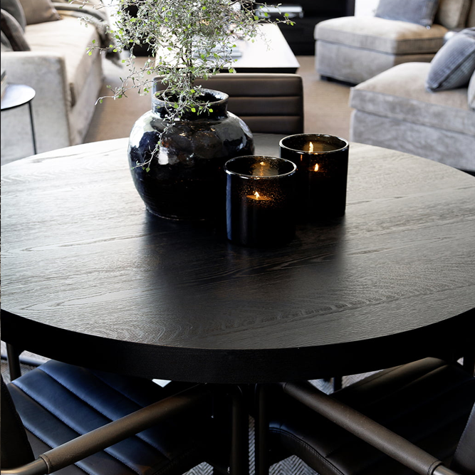 Artwood Hunter Round Dining Table 130cm - Modern Black Wooden Dining Table for Kitchen, Dining Room & Small Spaces | Perfect for Family Gatherings & Dinner Parties