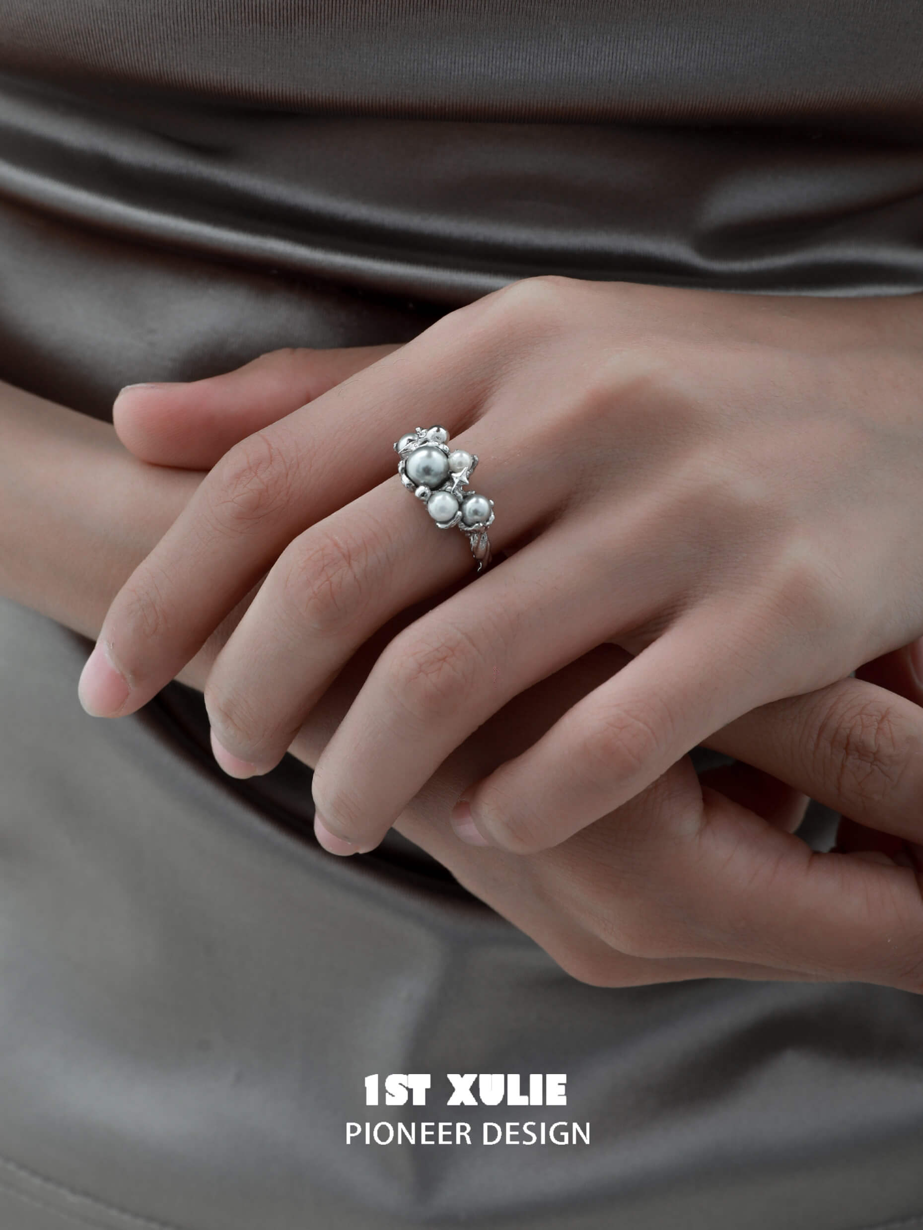S925 Sterling Silver Gray Pearl Ring for Women - Elegant Angel Design, Perfect for Weddings, Parties & Everyday Wear