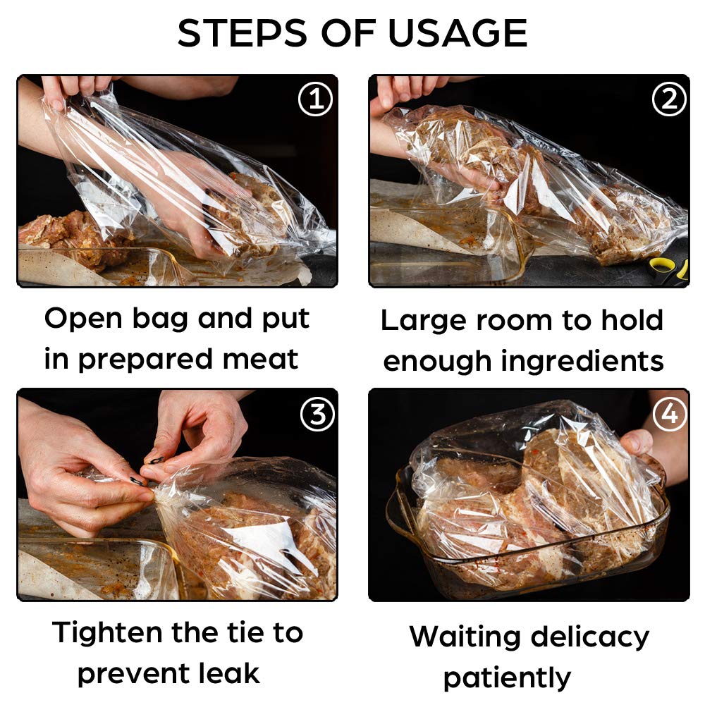 Large Oven Cooking Bags for Turkey, Meat, Ham, Ribs, Poultry & Seafood - 21.6 x 23.6 Inch Roasting Baking Bags (Pack of 10) - Perfect for Holiday Dinners, BBQs & Meal Prep