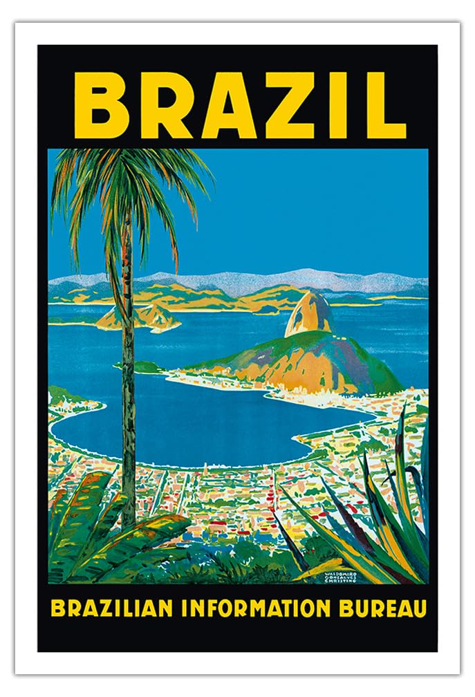 Vintage 1950s Rio de Janeiro Travel Poster - Sugarloaf Mountain Art Print by Waldomiro Gonçalves Christino | 30x44in Fine Art Matte Paper (Unframed) | Perfect for Home Decor, Office Wall Art & Travel Enthusiast Gifts