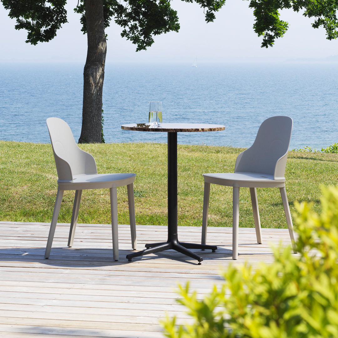 Round Outdoor Cafe Table - Aluminum All-Weather Patio Bistro Set for Garden, Deck, Poolside & Restaurant Dining - Commercial Grade Rust-Proof Design