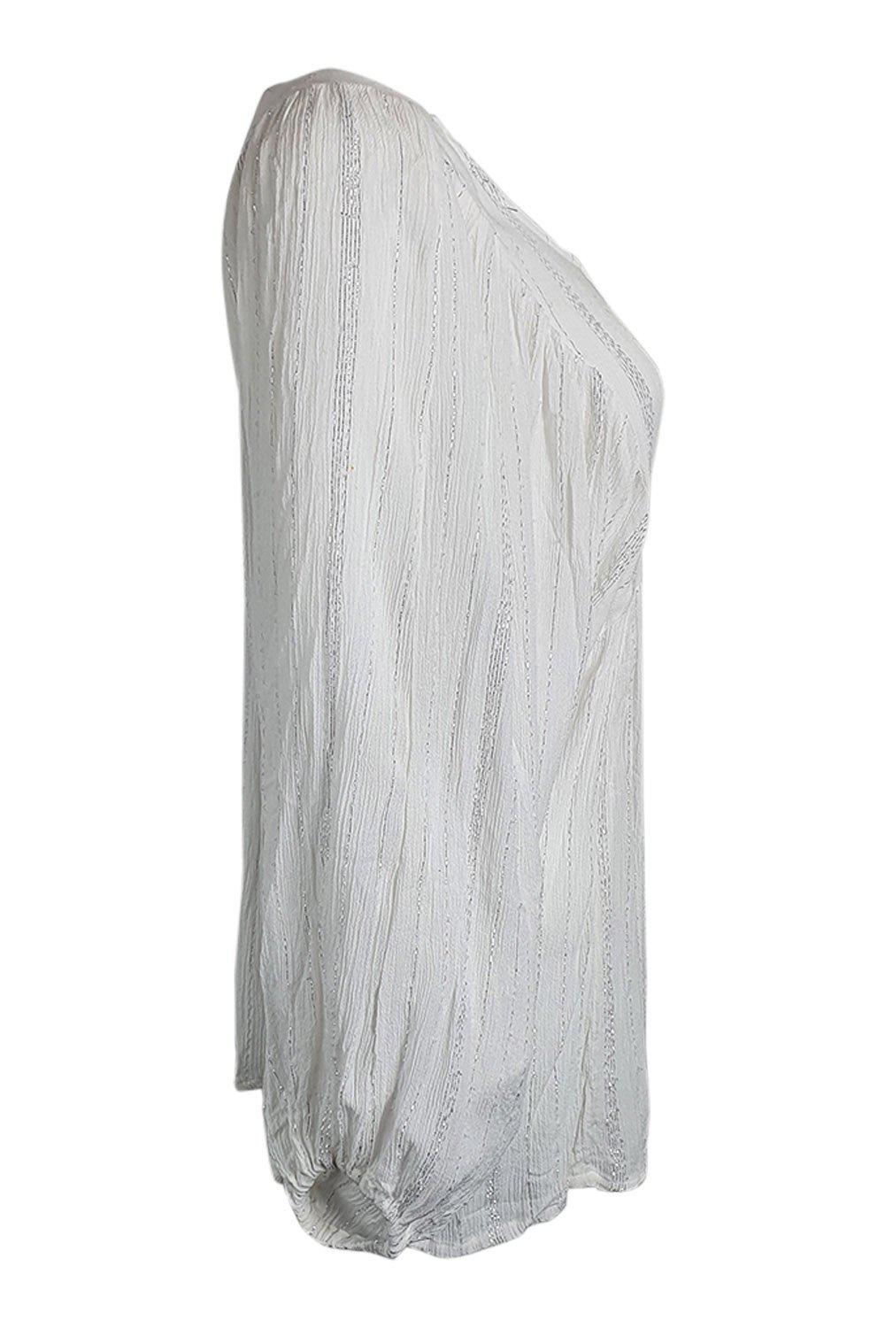 LITTLE MISS GYPSY White Tie Front Blouse for Women - Elegant Garden Party Top (S/M) | Perfect for Summer Weddings, Brunch Dates & Outdoor Events