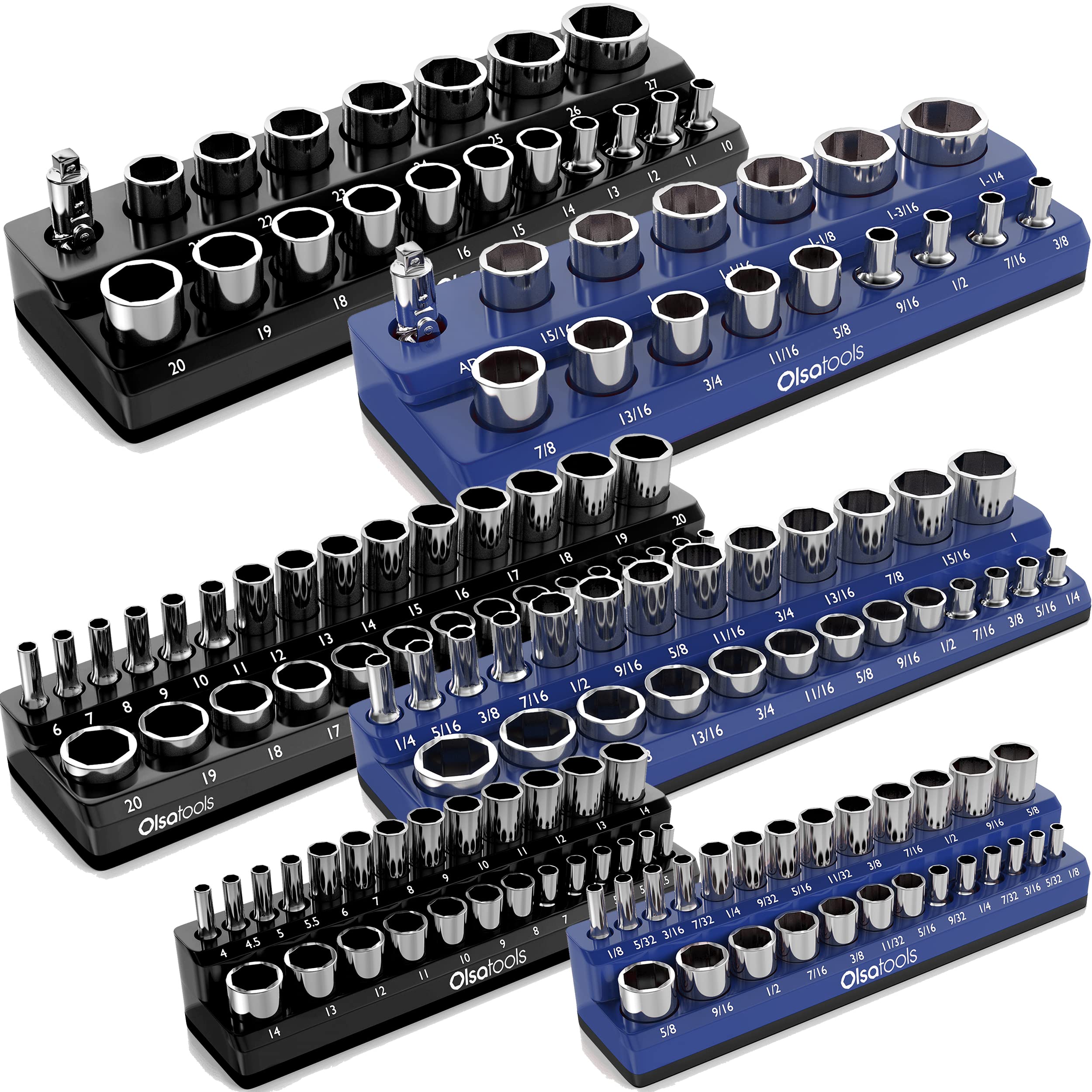Olsa Tools Magnetic Socket Organizer Set - 6-Piece 1/2