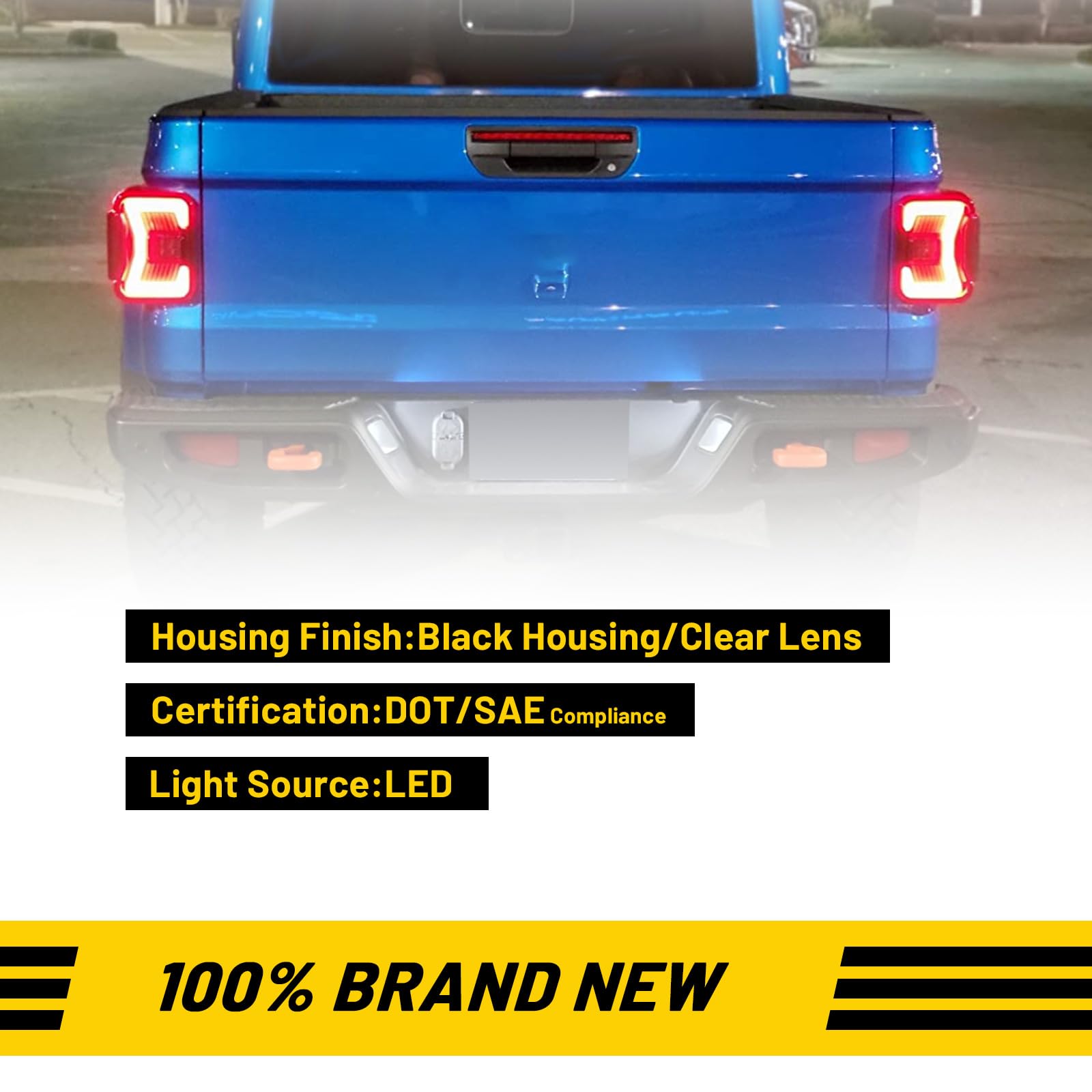 LED Tail Lights for 2019-2023 Jeep Gladiator JT - Sequential Turn Signal Tail Lamp Assembly Replacement with Clear Lens | Upgrade for Gladiator Pickup Truck, Off-Road & Night Driving Safety