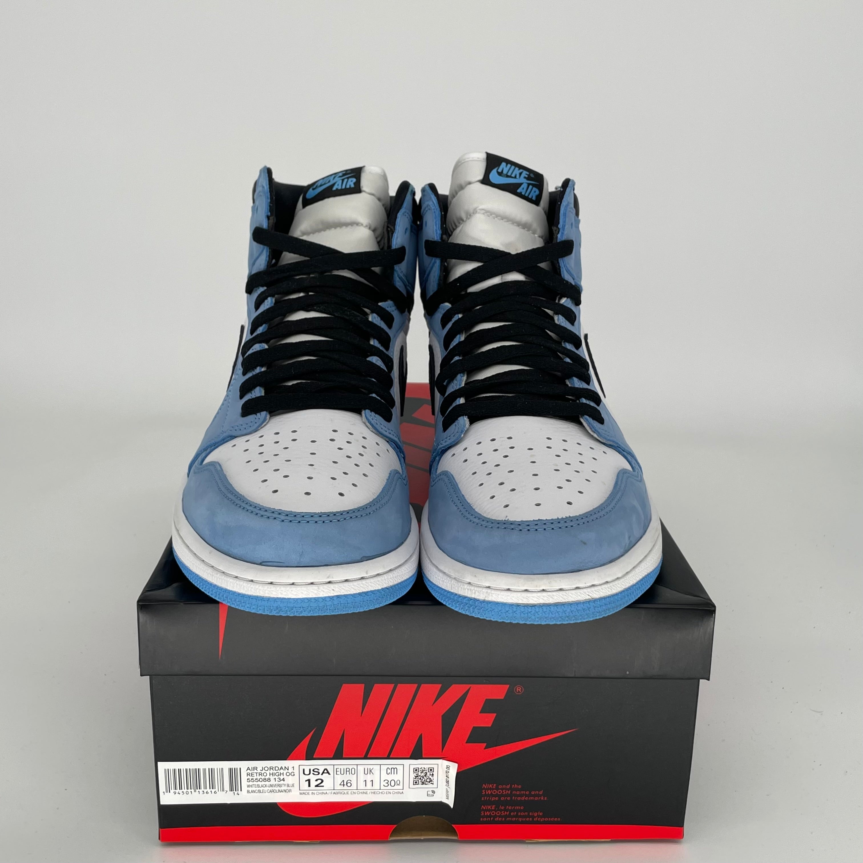AIR JORDAN 1 UNIVERSITY BLUE Men's Basketball Shoes Size 12 - Retro High OG Style 555088-134 for Sneaker Collectors & Streetwear Fashion