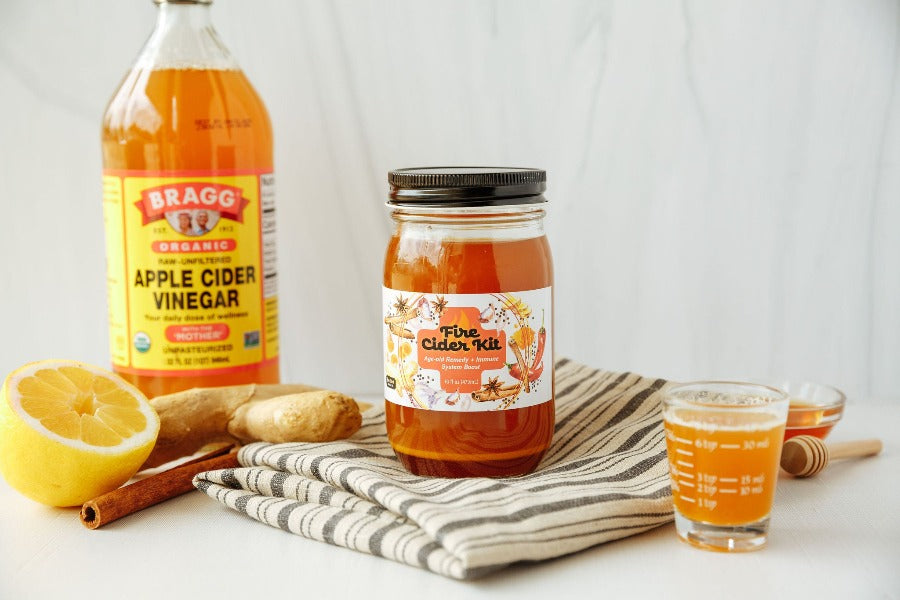 Organic Fire Cider Kit with Raw Honey, Apple Cider Vinegar & Immune-Boosting Herbs - DIY Cold & Flu Remedy, Natural Wellness Tonic for Immunity Support & Digestive Health - Perfect for Home Remedies & Holistic Healing