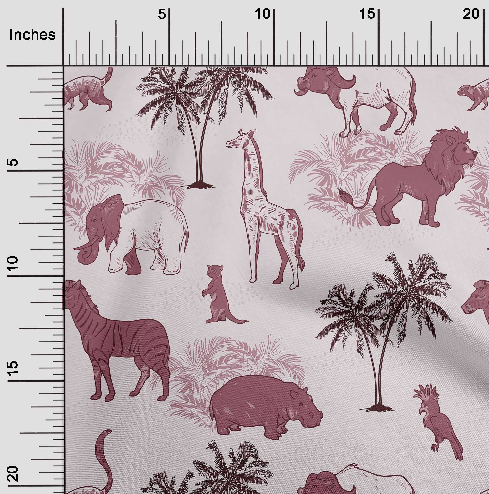 oneOone Georgette Viscose Light Pink Tropical Animal Print Fabric by The Yard - 42 Inch Wide Dress Material for Summer Dresses, Blouses & DIY Fashion Projects