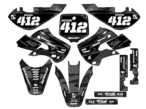 2002-2009 Kawasaki KLX 110 APACHE Grey Senge Graphics Complete Kit With Rider I.D. - Dirt Bike Decal Sticker Set for Off-Road Motocross & Trail Riding