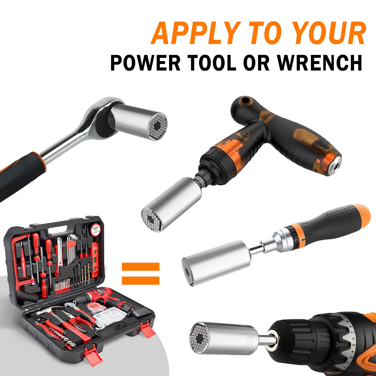 **Universal Socket Tool Set for Men - 12-in-1 Multi-Socket Wrench with Power Drill Adapter - Perfect for DIY, Auto Repair & Home Improvement - Great Gifts for Dad, Husband, Boyfriend & Men Who Have Everything**