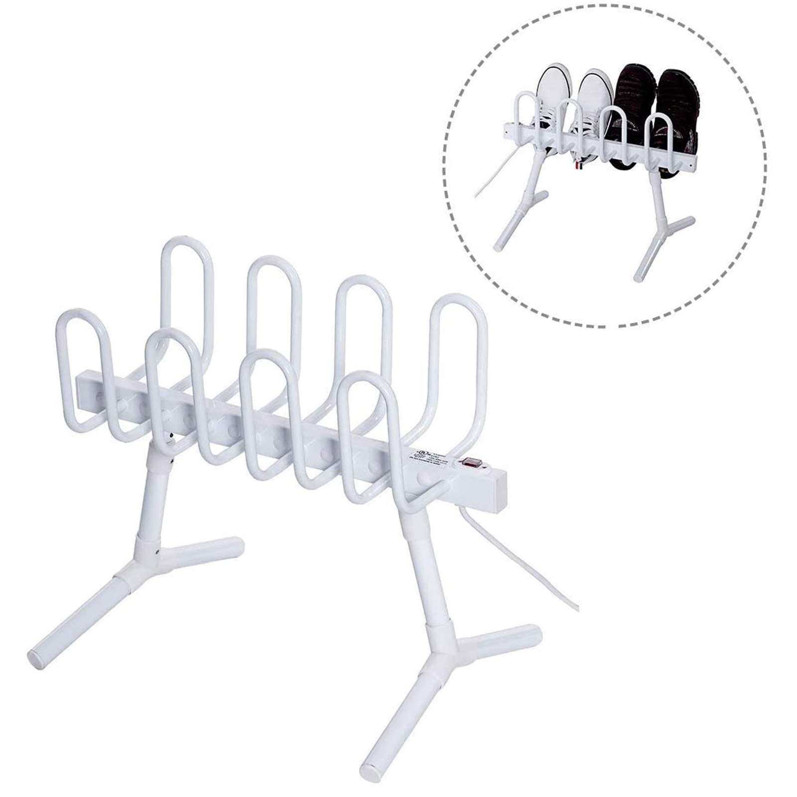 4 Pairs Electric Shoe Dryer & Warmer - Free Standing Boot & Shoe Dehumidifier for Boots, Shoes, Socks & Gloves - Fast Drying Machine for Home, Gym & Outdoor Use - White