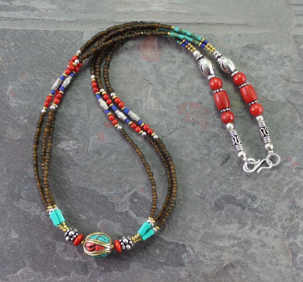 Authentic Tibetan Amber Beaded Necklace for Women – Handmade Buddhist Prayer Mala & Spiritual Jewelry – Perfect for Meditation, Yoga & Boho Fashion