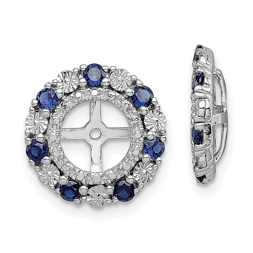 925 Sterling Silver Created Sapphire Earrings - September Birthstone Jewelry for Women | Elegant Jacket Style Fine Jewelry Gift for Her | Perfect for Weddings, Anniversaries & Special Occasions
