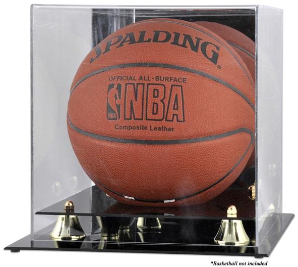 Golden Classic Basketball Display Case with Mirror Back - Premium Acrylic Showcase for Collectibles, Awards & Memorabilia - Perfect for Home, Office or Sports Fan Gifts