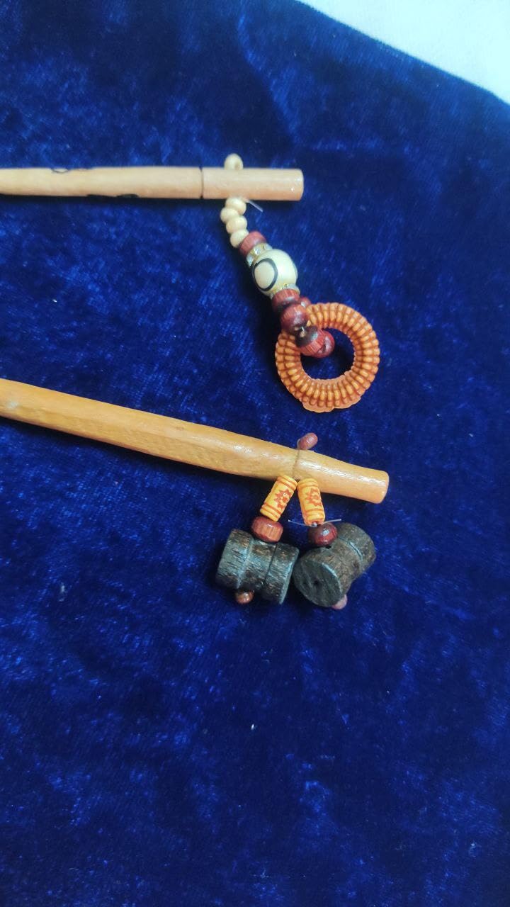 Sidhav Wooden Bun Hair Stick with Crystal Point - 2 Pack Gemstone Hair Sticks for Women & Girls - Perfect for Updos, Buns, and Bohemian Hairstyles