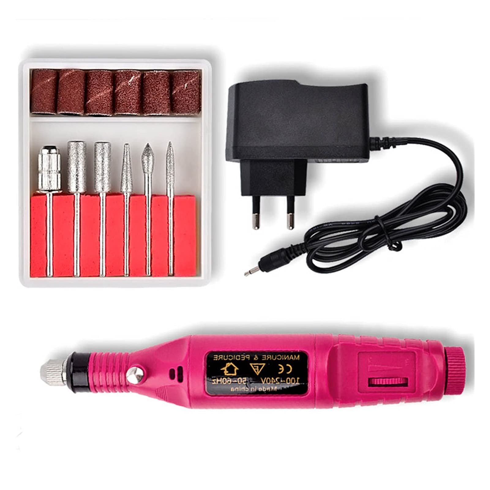 Professional 12W 20000RPM Electric Nail Drill Machine with Ceramic Bits Set - SHANG-JUN Nail Art Tools for Salon & Home Manicure, Pedicure, Acrylic & Gel Nail Extensions (Includes Power Plug)