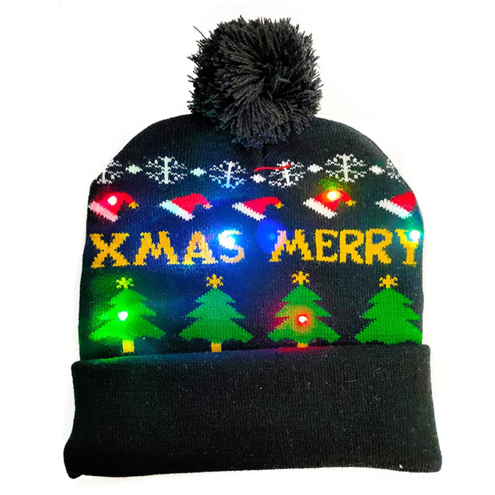LED Christmas Beanie Hats - Unisex Knit Winter Hats with Lights for Xmas Party, Holiday Gifts, Outdoor Activities & Festive Celebrations