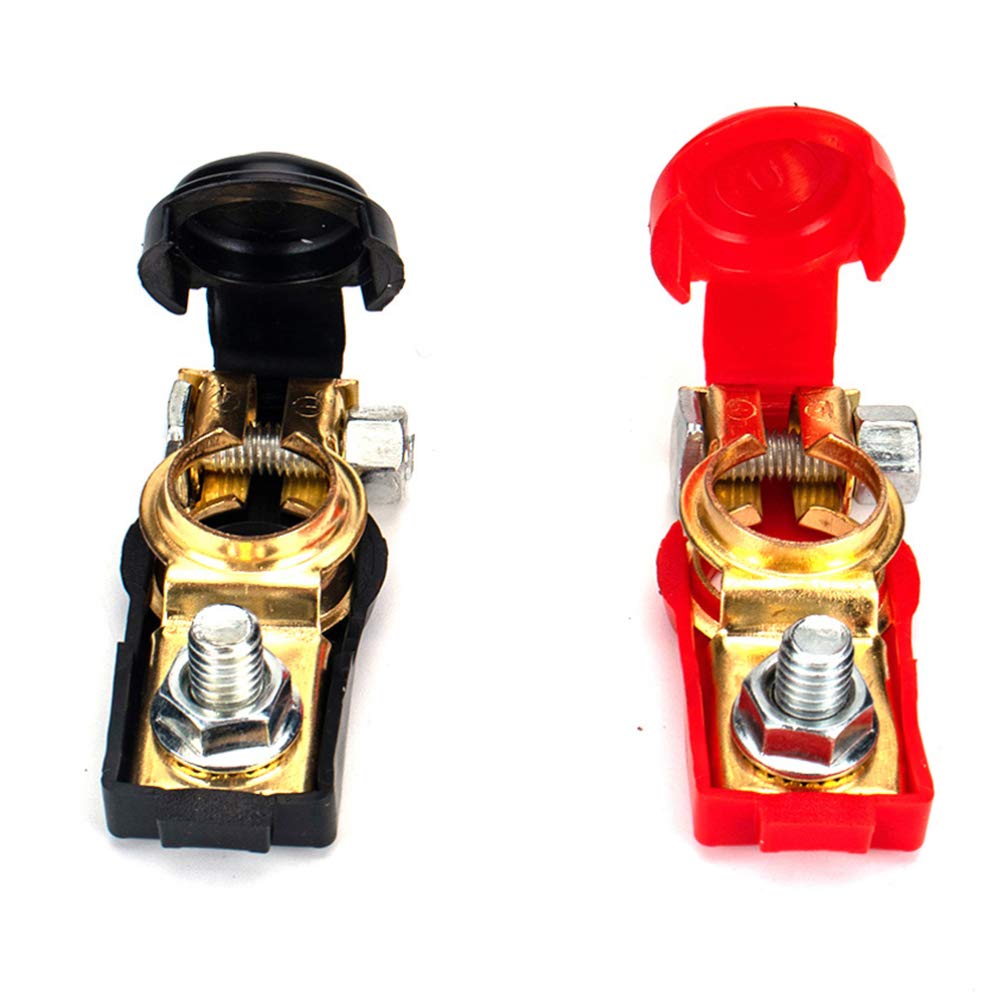 Heavy Duty Car Battery Terminal Connectors - Positive & Negative Battery Clamps with Secure Terminal Clips - Perfect for Automotive Battery Maintenance & Replacement