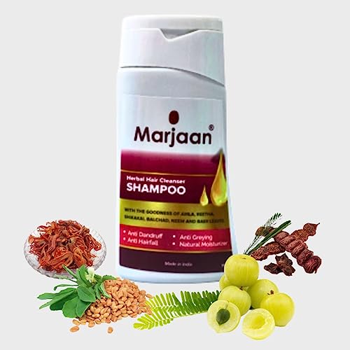 Marjaan Herbal Hair Cleanser Shampoo - 6 Pack | 100% Natural Anti-Hair Fall & Dandruff Control Shampoo | Prevents Premature Greying | Suitable for All Hair Types (100ml) | Perfect for Daily Hair Care & Scalp Health