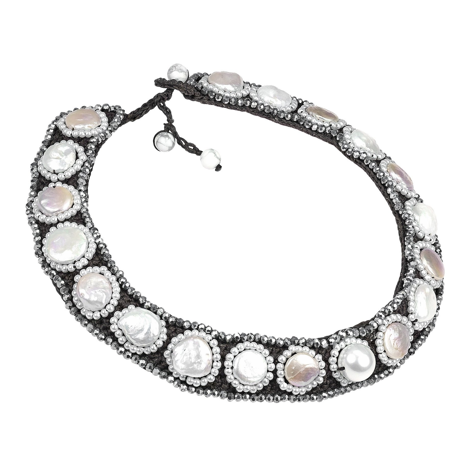 Elegant AeraVida Statement Necklace with Cultured Freshwater Pearls & Coin Embellishments | Perfect for Weddings, Parties & Special Occasions