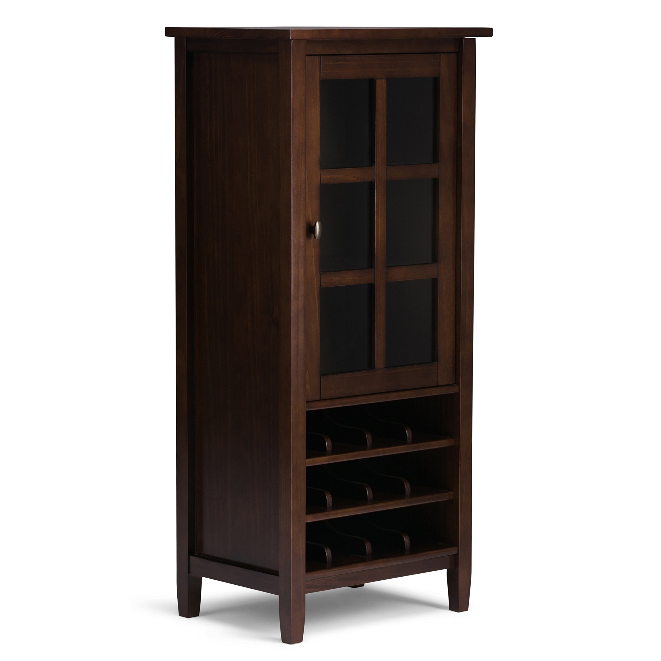 SIMPLIHOME 23 Inch Solid Wood Transitional Wine Rack - High Capacity Storage in Warm Tobacco Brown | Perfect for Living Room, Dining Room & Kitchen Decor | Ideal for Wine Bottle Organization & Stylish Home Display