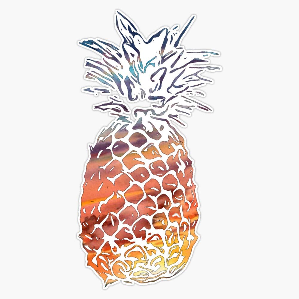 Sunset Pineapple Vinyl Waterproof Sticker - 5 Inch Decal for Car, Laptop, Wall, Window & Bumper - Durable Outdoor/Indoor Decoration for Home, Office & Personal Items