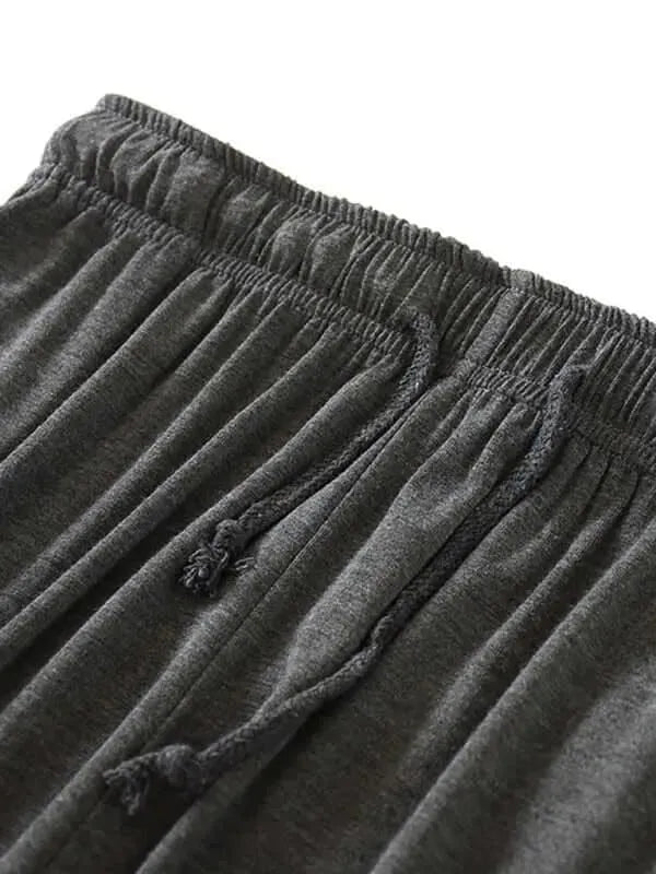 Comfortable Stretch Elastic Waistband Men's Sleep Pants - Soft & Breathable Lounge Pajama Bottoms for Relaxing at Home or Sleeping