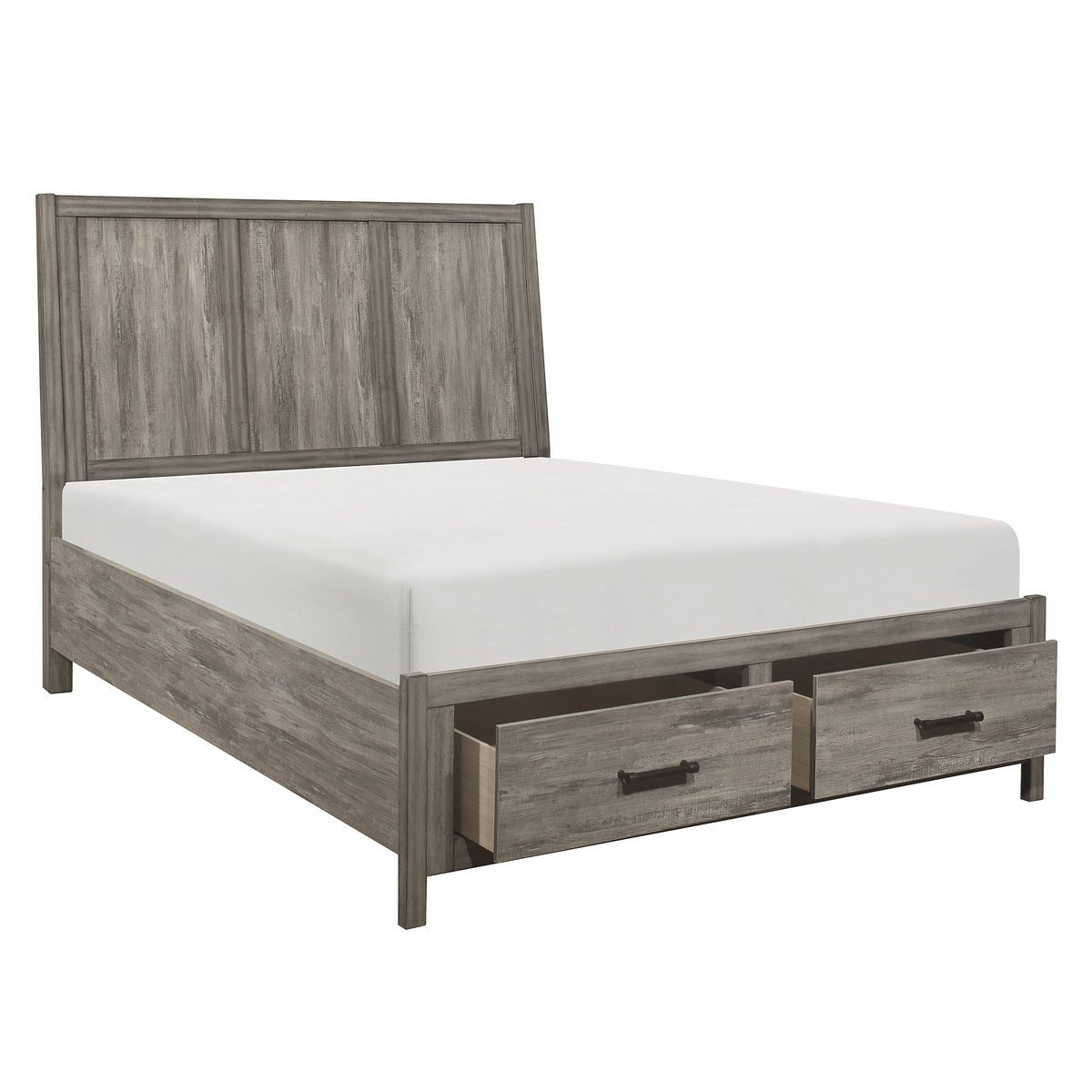 Bainbridge Queen Size Platform Bed with Footboard and Underbed Storage - Modern Bedroom Furniture for Small Spaces & Guest Rooms