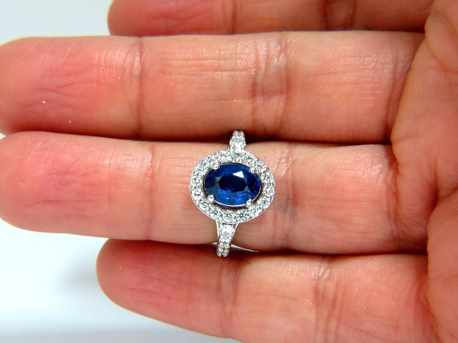 GIA Certified 3.38 Carat Natural Royal Blue Sapphire Ring with Halo Cluster - Perfect for Engagement, Anniversary & Special Occasion Jewelry Gifts