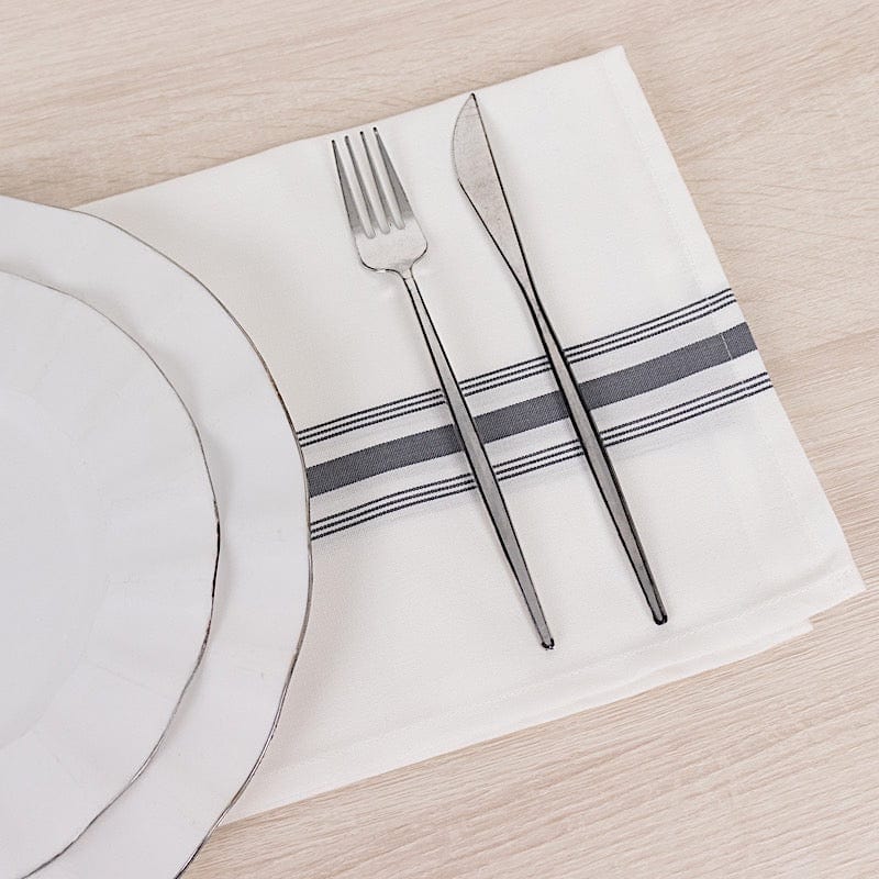 10 Pack Striped Polyester Napkins 18x22 Inches - Elegant Table Linens for Dinner Parties, Weddings & Home Decor