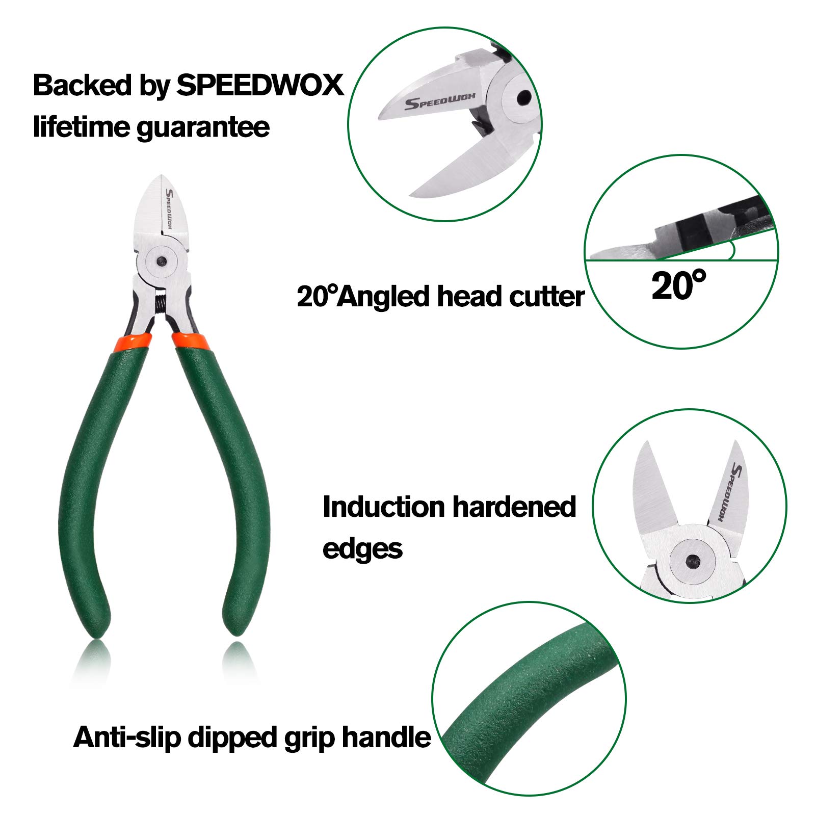 SPEEDWOX 6 Inch Precision Wire Flush Cutters - Spring-Loaded Side Cutting Pliers for Electronics, Jewelry Making, DIY Crafts & Clean Wire Cutting | Professional Hand Tool for Electricians, Hobbyists & Home Improvement