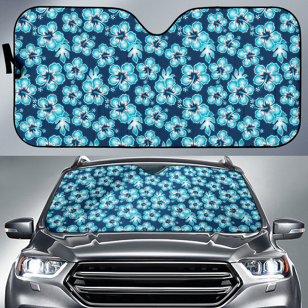 Blue Hibiscus Hawaiian Flower Car Sun Shade - UV Protection Window Shade for Vehicles - Perfect for Summer Beach Trips & Road Travel