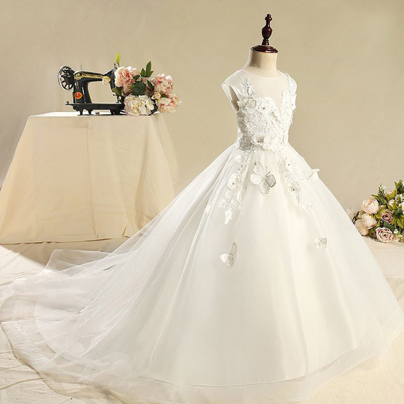 Elegant Floral Embroidered Baby Girl Flower Girl Dress for Toddler First Communion - Perfect for Weddings, Baptisms, and Special Occasions