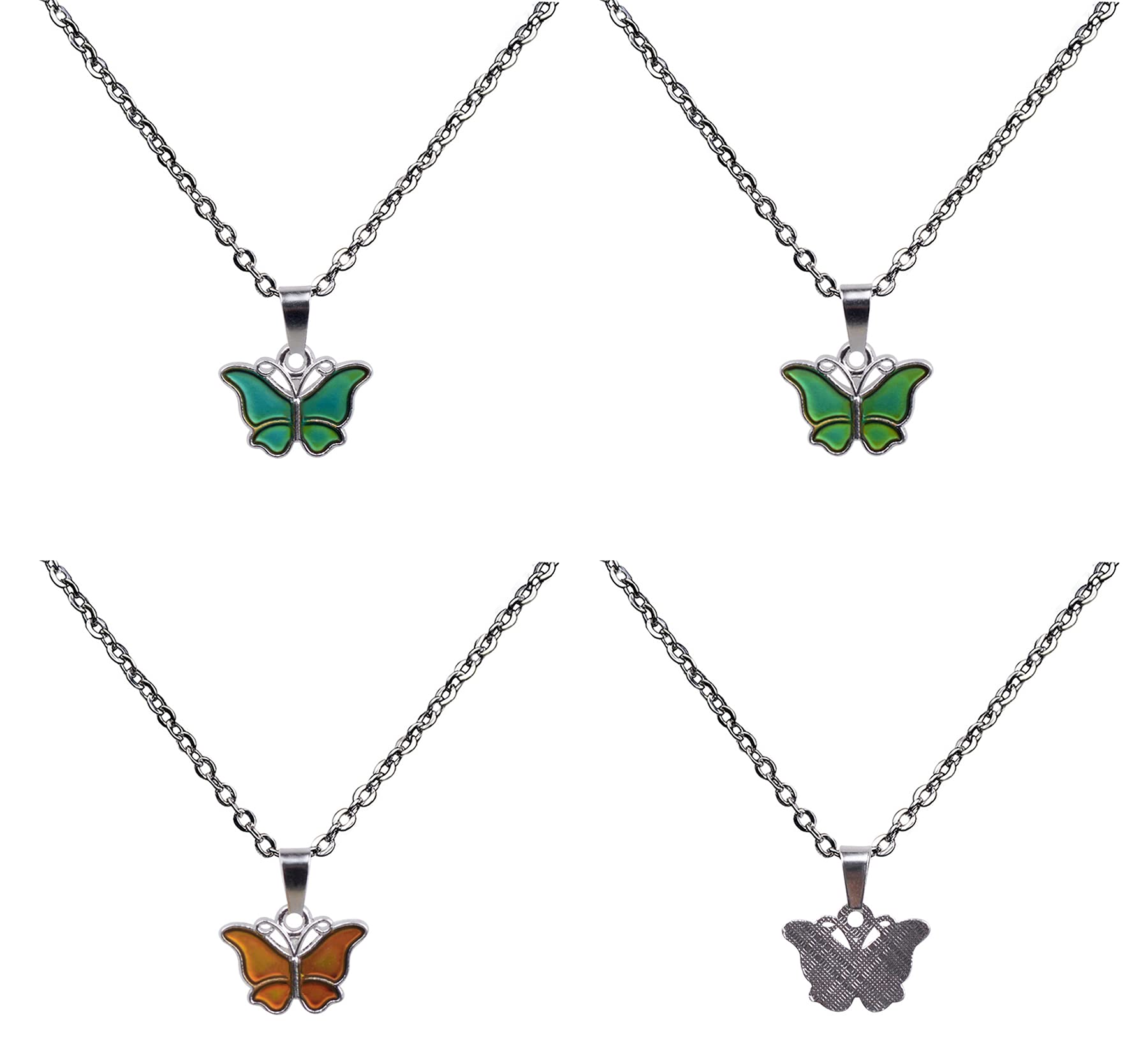 Temperature Sensing Color Changing Pendant Necklace - Heart, Butterfly, Turtle, Dolphin, Moon & Star Design - Mood Jewelry Gift for Women & Girls - Perfect for Valentine's Day, Birthday & Anniversary Gifts