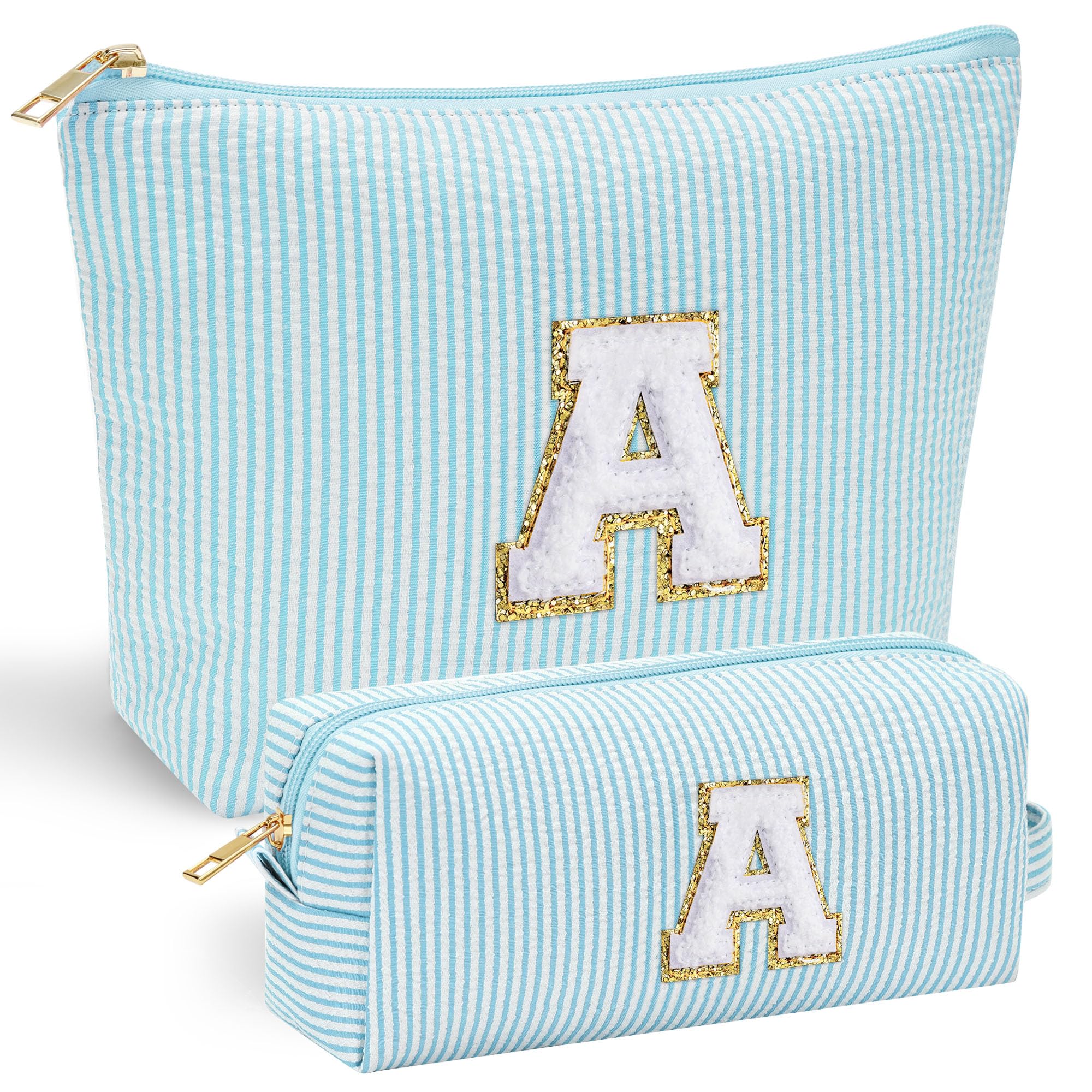 YOOLIFE Cute Personalized Makeup Bag for Girls & Women - Initial A Cosmetic Pouch for Teens | Best Bridal Shower, Birthday Gift for 3-13 Year Old Girls | Perfect for Travel, School & Daily Beauty Organizer