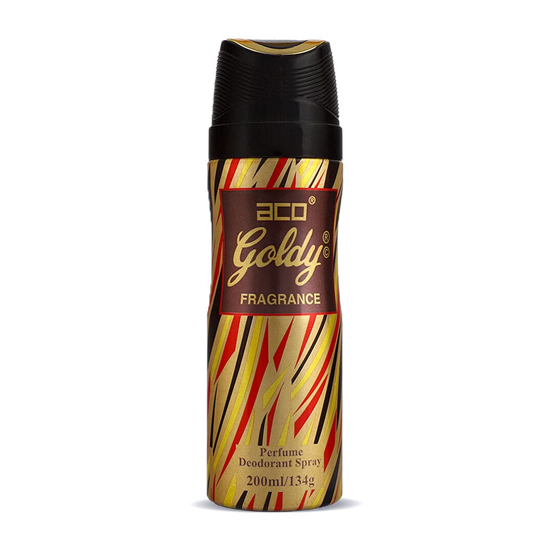 ACO Goldy Premium Long-Lasting Deodorant for Men - Fresh & Soothing Fragrance Body Spray (200ml) - All-Day Protection for Work, Gym & Outdoor Activities