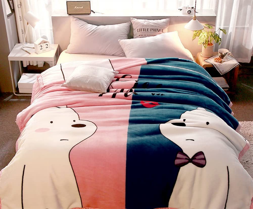 **KUYIN Fleece Blanket - Thick Black & White Striped Warm Blanket for Winter - 100x150cm (1.5M) King Size Bedding - Cozy Home, Sofa, Office & Travel Use**