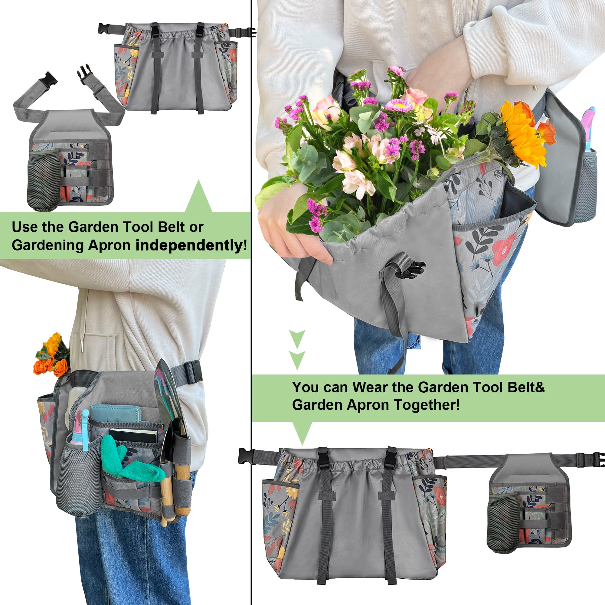 MDSTOP Gardening Apron with Pockets - Heavy Duty Tool Belt Set for Planting, Weeding & Harvesting | Garden Tool Organizer with Multiple Pockets for Pruners, Gloves & Seeds | Perfect for Outdoor Gardening, Landscaping & Farm Work