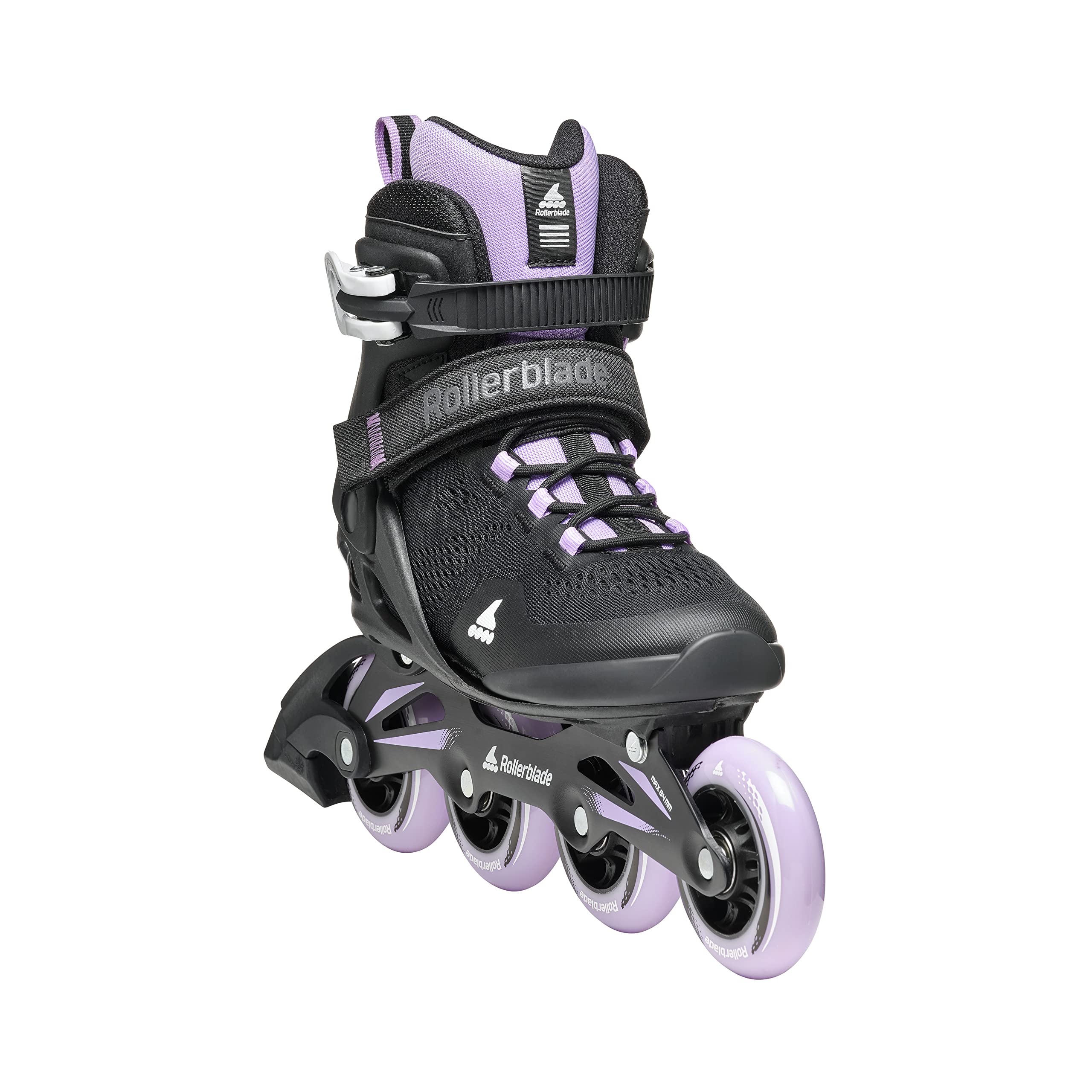 Rollerblade Macroblade 84 Women's Adult Fitness Inline Skates - Black & Lavender Performance Skates for Outdoor Exercise & Recreation