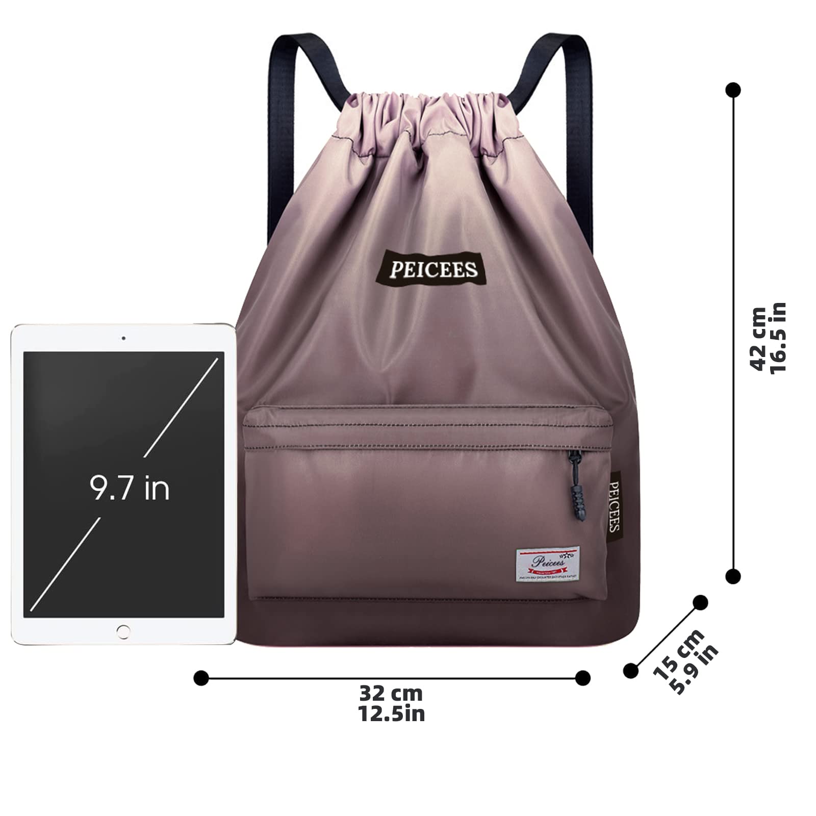 Waterproof Drawstring Sports Bag - Lightweight Sackpack Backpack for Men & Women - Gym, Travel, Beach & Outdoor Activities