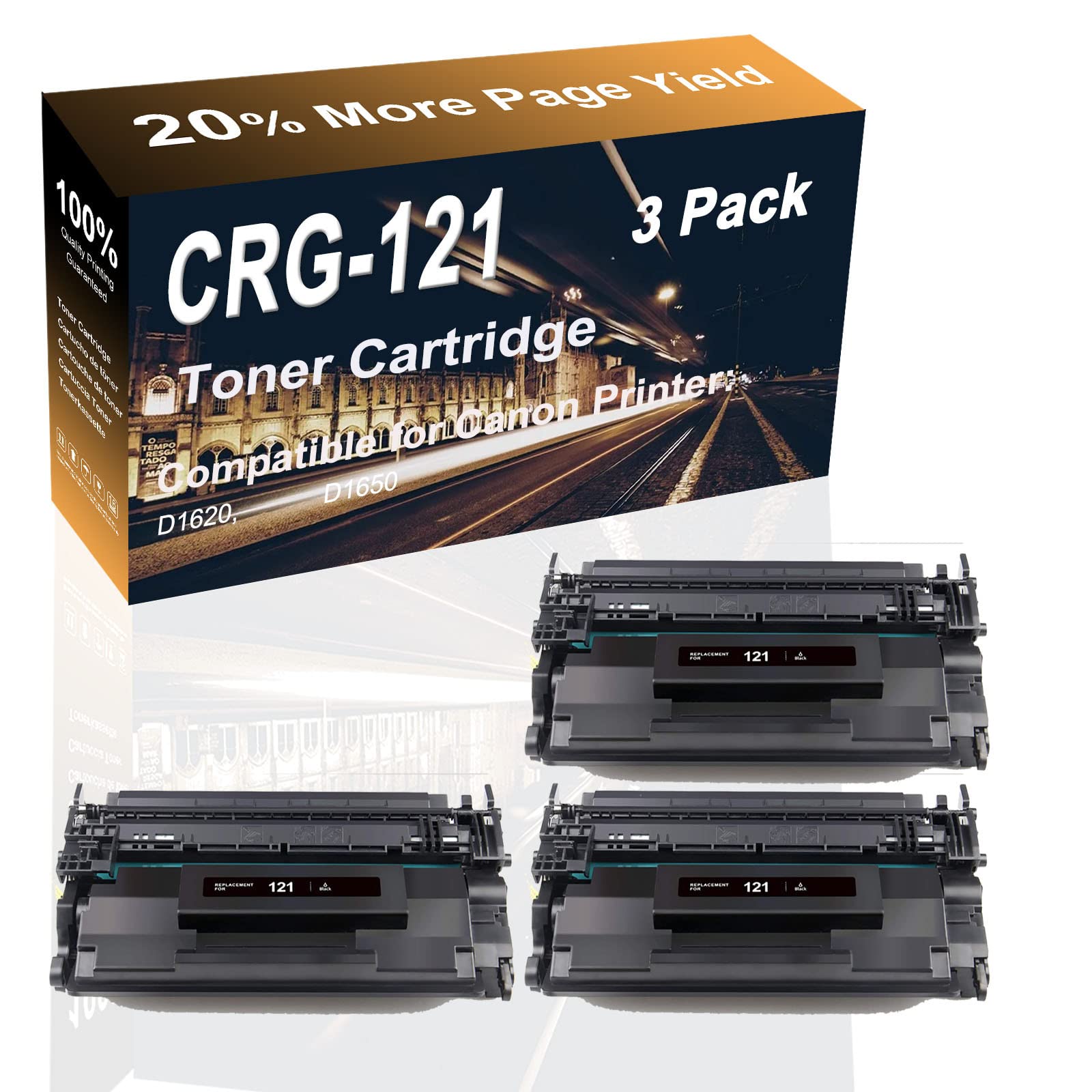 High Yield 3-Pack Black Compatible Toner Cartridge for Canon 121 CRG121 - Replacement for Canon D1620 & D1650 Printers | Ideal for Office Printing, Home Office & Small Business Use