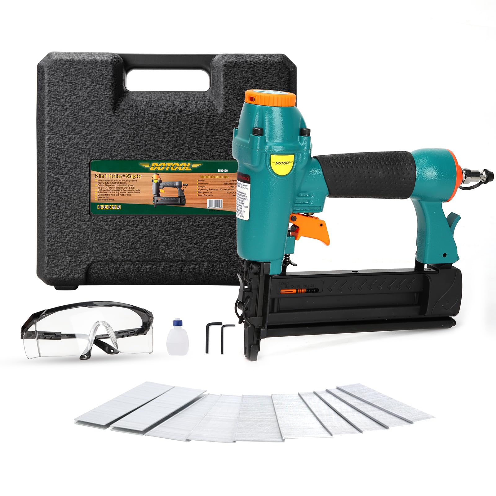18 Gauge Pneumatic Brad Nailer & Stapler - 2-in-1 Tool for 5/8