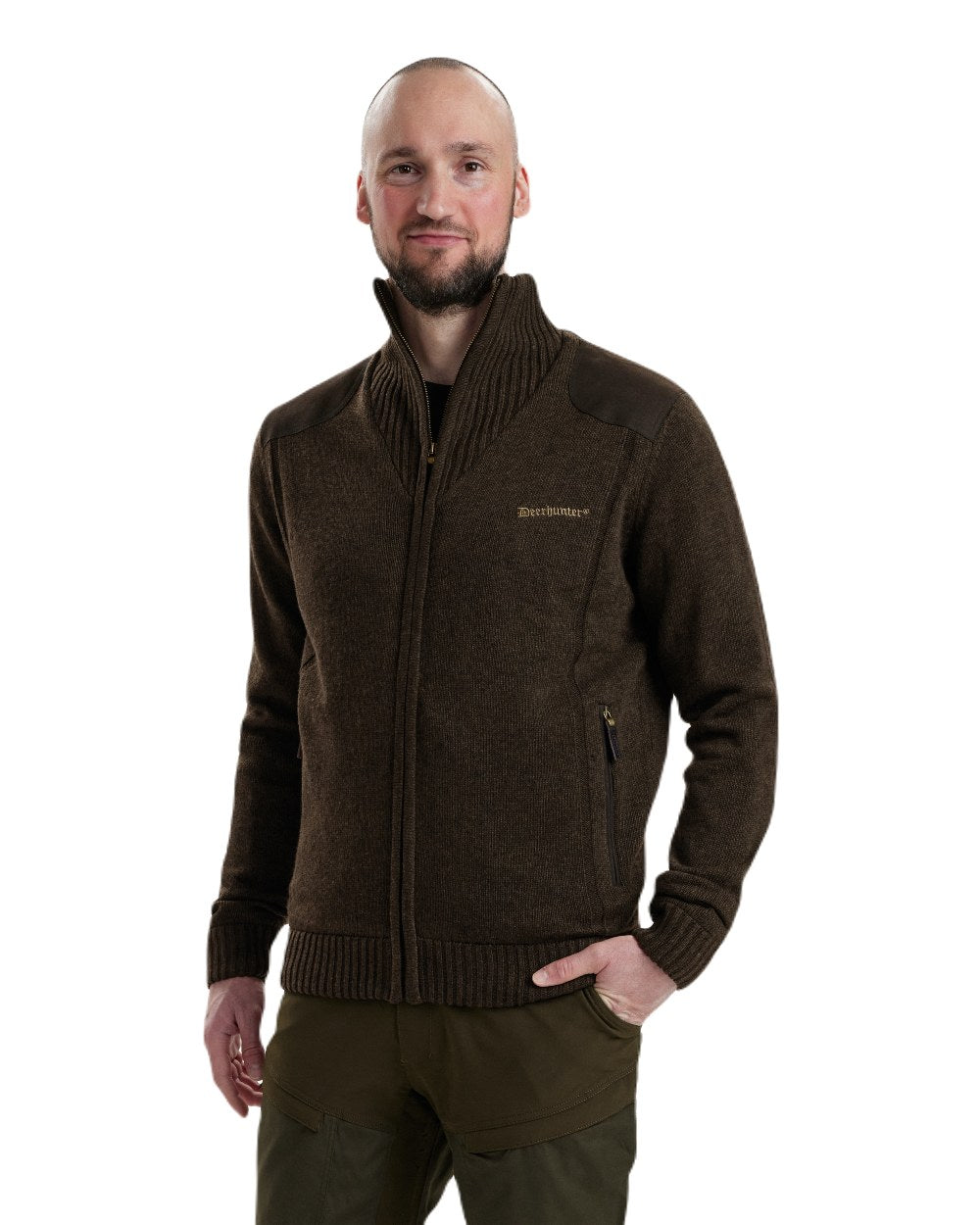 Deerhunter Carlisle Knit Full Zip Sweater with Stormliner - Warm Winter Fleece Jacket for Men - Perfect for Outdoor Activities, Hiking & Casual Wear