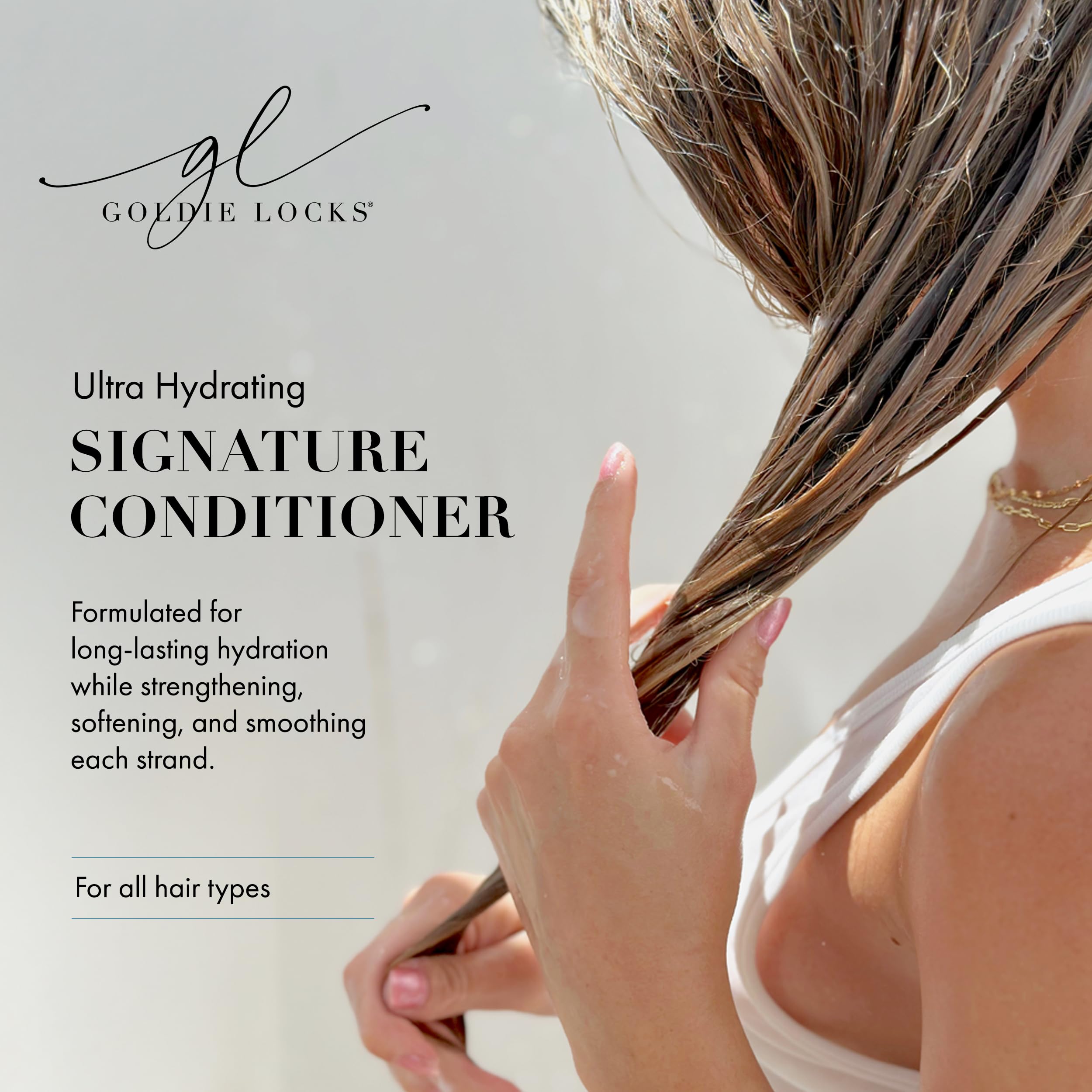 Goldie Locks Ultra Hydrating Signature Conditioner for Hair Extensions & Color Treated Hair - Moisturizing Split Ends Treatment, Frizz Control & Shine Enhancer (33.8 Fl Oz) - Perfect for Damaged, Dry Hair Care & Salon-Quality Results at Home